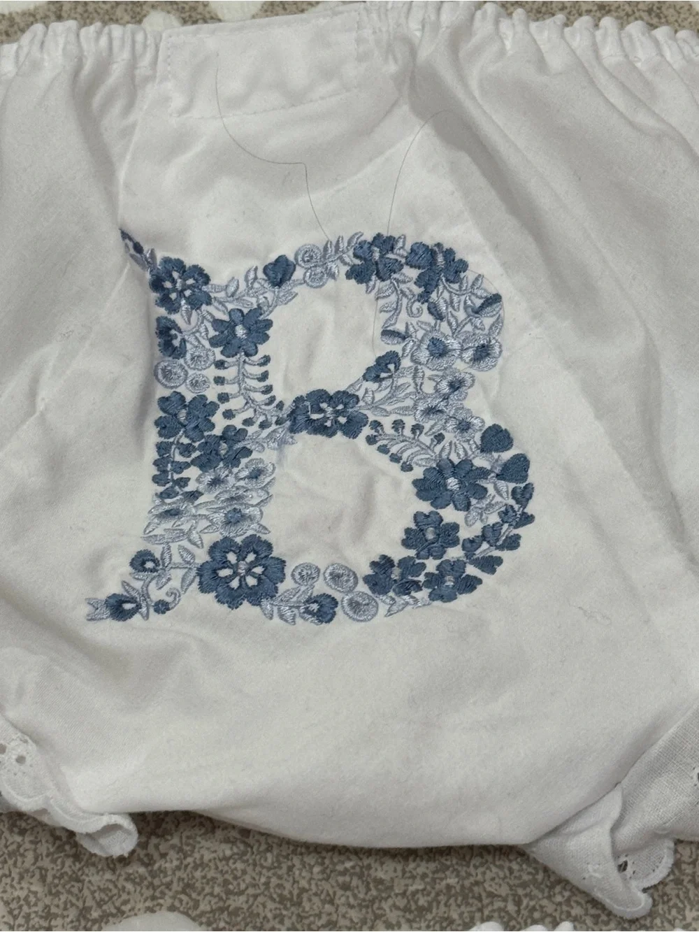 B Monogrammed bloomers eyelet diaper cover embroidered floral Christmas toddler